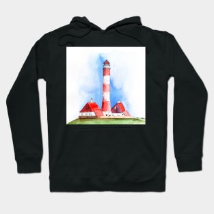 Westerheversand Lighthouse Watercolor Painting Hoodie